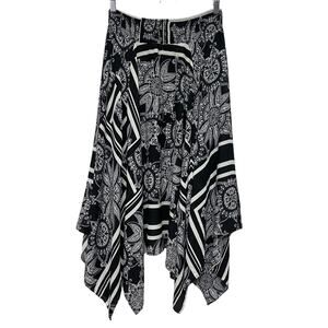 Y2K Style Black White Fairy Grunge Hippie Fairycore Asymmetric Midi Skirt Stage